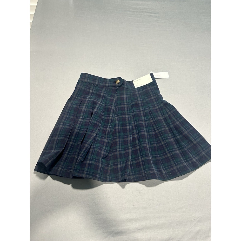 NWT American Eagle Womens Mini Skirt Blue Green Plaid Pleated 00
